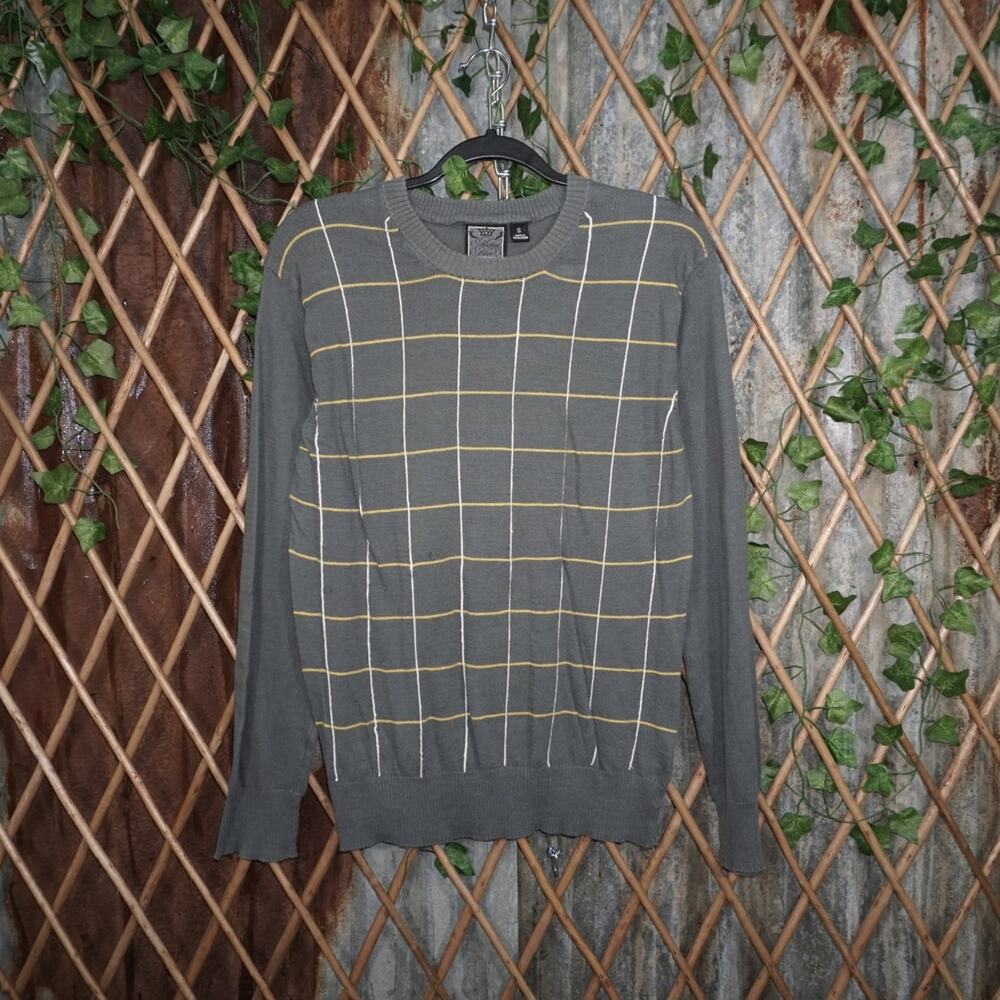 small - Vintage Y2K Anchor Blue stripe grid pattern knitted